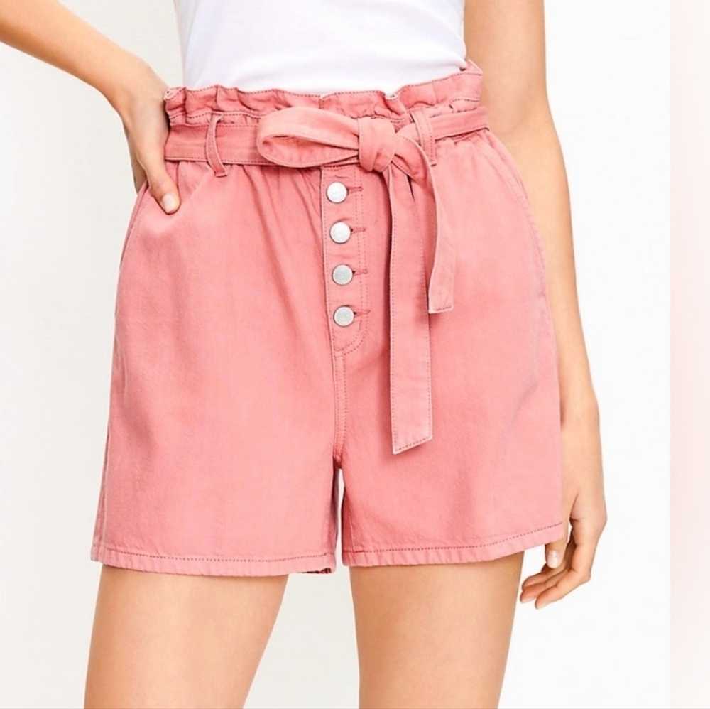 Loft button front Paperbag  shorts Size L